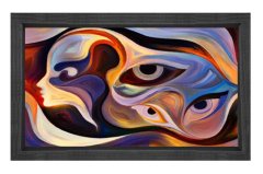 Soyut Reprodüksiyon Tablosu Siyah Ahşap - 50x70