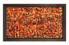 Soyut simgeler Tablosu Kahverengi Ahşap Çerçeve - 50x70