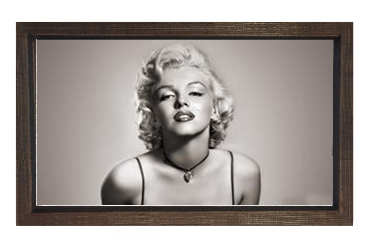 Marilyn Monroe Siyah Beyaz Tablosu Kahverengi Ahşap Çerçeve - 100x150
