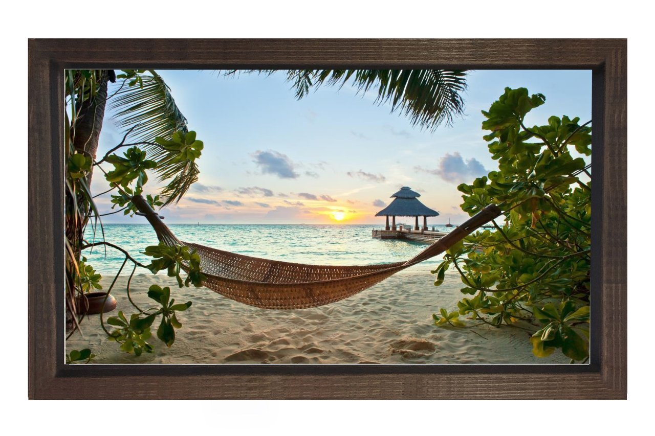 Hamak ve Deniz Tablosu Kahverengi Ahşap - 50x70