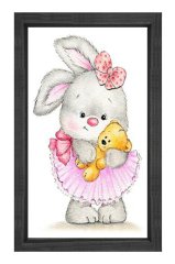 Tavşancık Ve Ayıcığı Tablosu Siyah Ahşap - 100x200