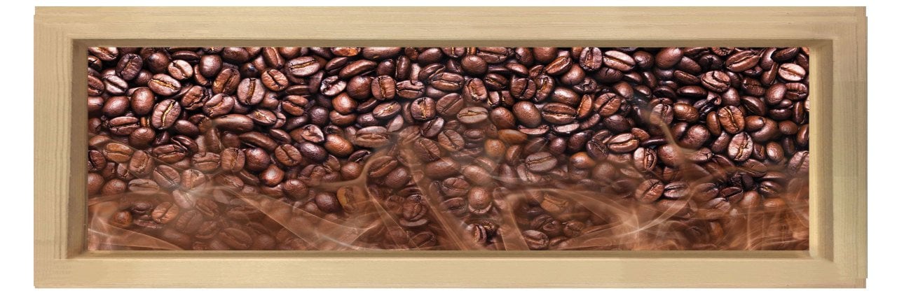 Kahve Çekirdekleri Tablosu Naturel Ahşap Çerçeve - 120x40