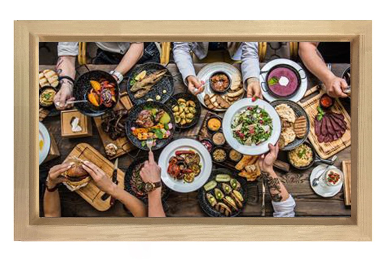 Kalabalık Yemek Masası Tablosu Naturel Ahşap - 100x150