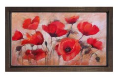 Gelincik Çiçekleri Tablosu Kahverengi Ahşap Çerçeve - 50x70