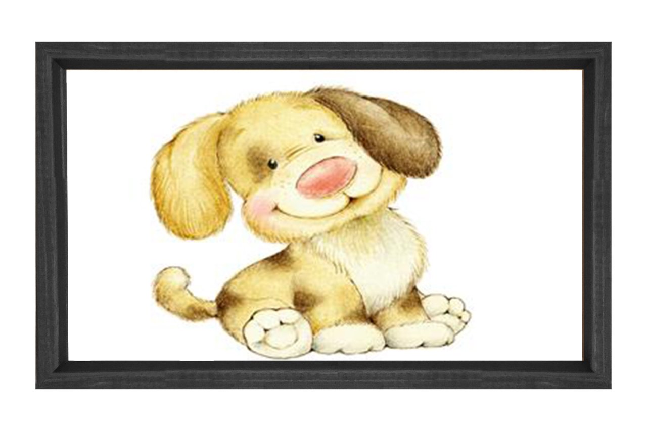 Şirin Köpek Yavrusu Tablosu Siyah Ahşap Çerçeve - 70x70