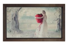 Çilek Kadını Tablosu Kahverengi Ahşap Çerçeve - 70x100