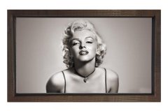 Marilyn Monroe Siyah Beyaz Tablosu Kahverengi Ahşap Çerçeve - 50x70