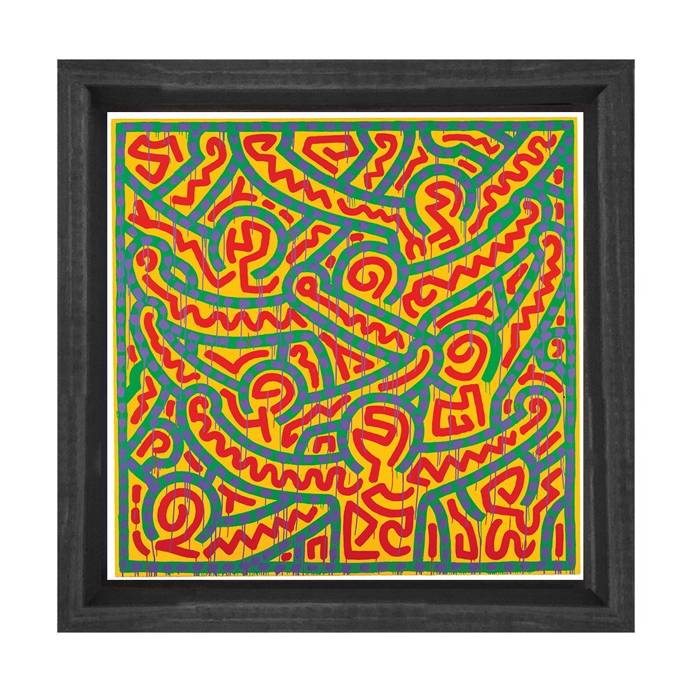 Soyut Çizgiler Tablosu Siyah Ahşap Çerçeve - 90x90