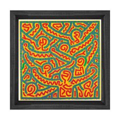 Soyut Çizgiler Tablosu Siyah Ahşap Çerçeve - 90x90
