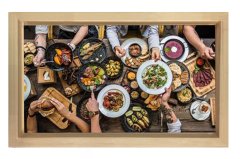 Kalabalık Yemek Masası Tablosu Naturel Ahşap - 50x70