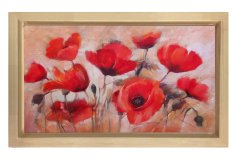 Gelincik Çiçekleri Tablosu Naturel Ahşap Çerçeve - 100x150