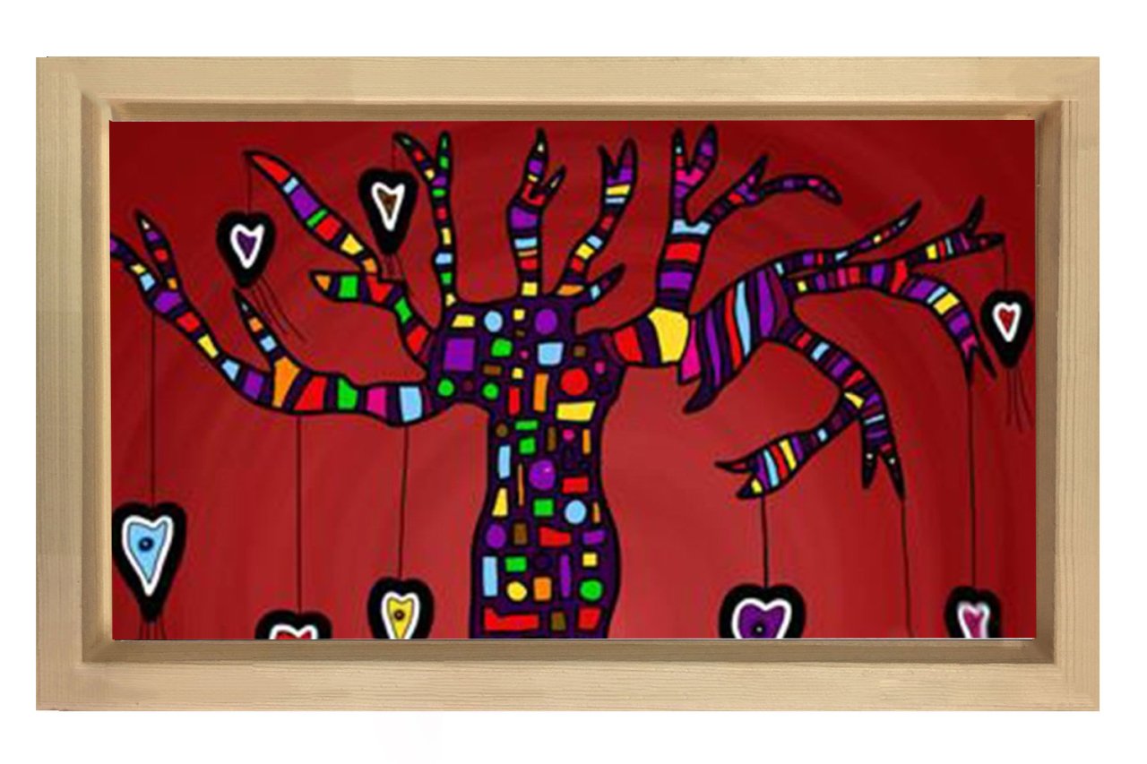Soyut Ağaç Tablosu Naturel Ahşap - 45x30