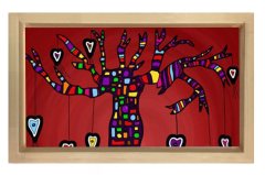 Soyut Ağaç Tablosu Naturel Ahşap - 45x30
