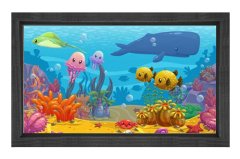 Sevimli Deniz Altı Tablosu Siyah Ahşap Çerçeve - 40x60