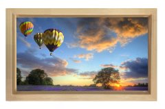 Uçan Balon Ve Lavanta Manzarası Tablosu Naturel Ahşap Çerçeve - 50x90