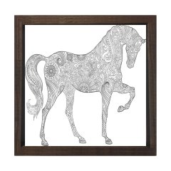 Zebra Boyama Tablo Tablosu Kahverengi Ahşap Çerçeve - 40x40