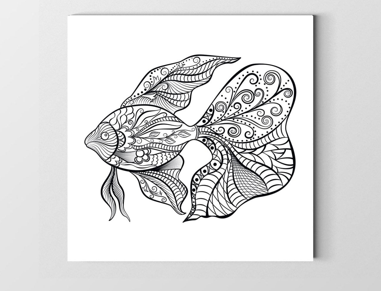 Mandala  Balık  Tablosu Çerçevesiz - 70x70