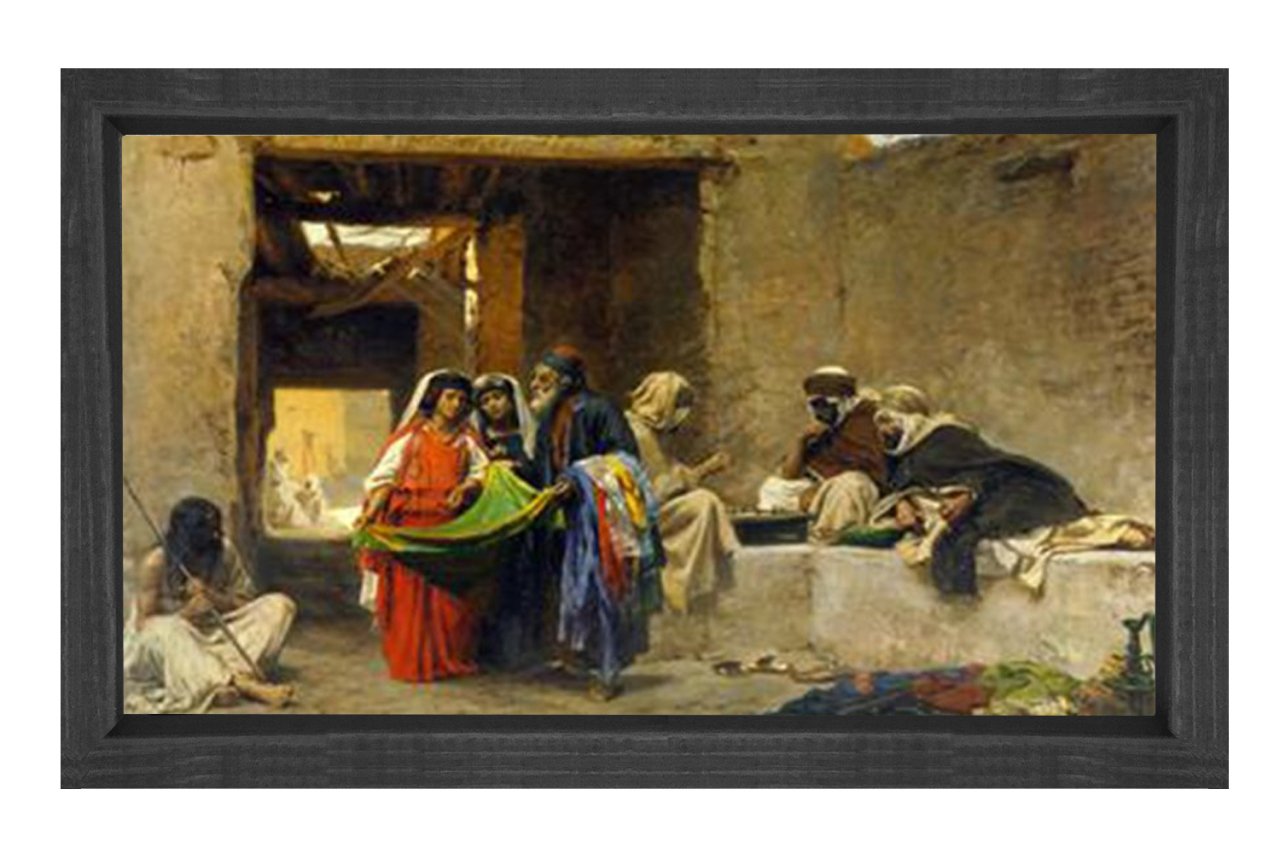 Kumaş Pazarı Tablosu Siyah Ahşap Çerçeve - 50x70
