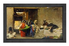 Kumaş Pazarı Tablosu Siyah Ahşap Çerçeve - 50x70