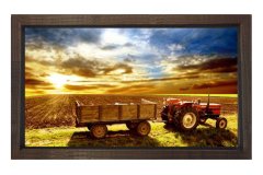 Tarla Ve Traktör Tablosu Kahverengi Ahşap Çerçeve - 100x150