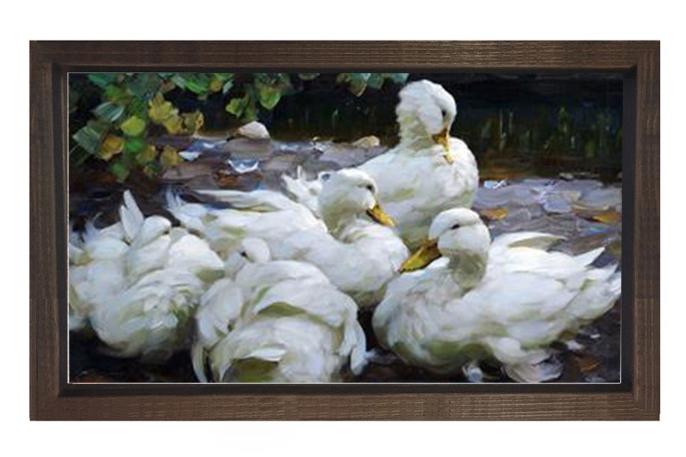Ördekler Tablosu Kahverengi Ahşap Çerçeve - 40x60