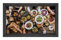 Kalabalık Yemek Masası Tablosu Siyah Ahşap - 100x200