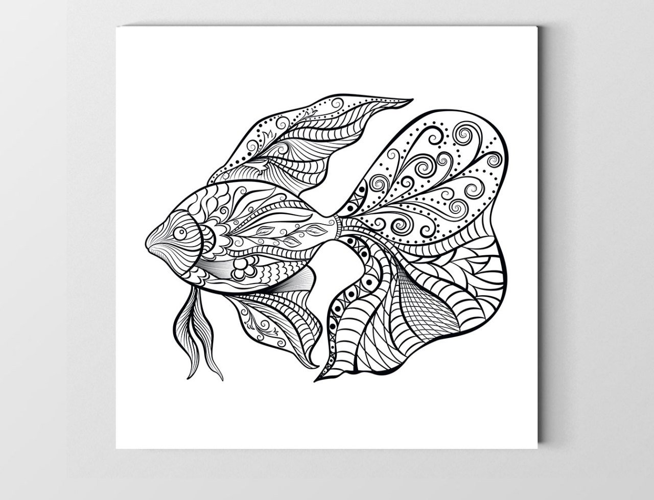 Mandala  Balık  Tablosu Çerçevesiz - 90x90