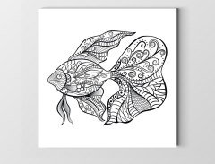 Mandala  Balık  Tablosu Çerçevesiz - 90x90