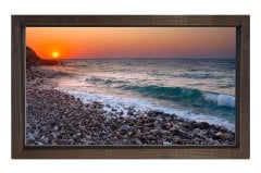 Güneş Batımı Ve Deniz  Tablosu Kahverengi Ahşap Çerçeve - 45x30