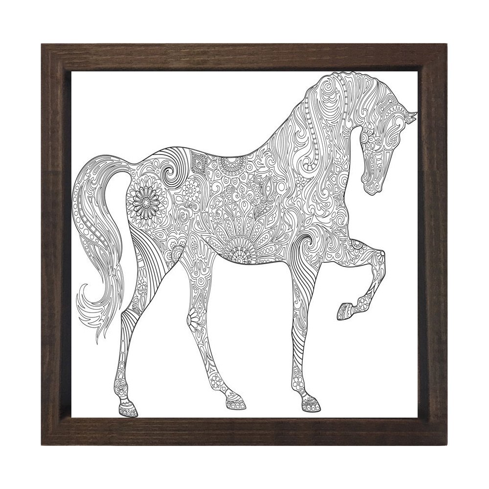 Zebra Boyama Tablo Tablosu Kahverengi Ahşap Çerçeve - 80x80