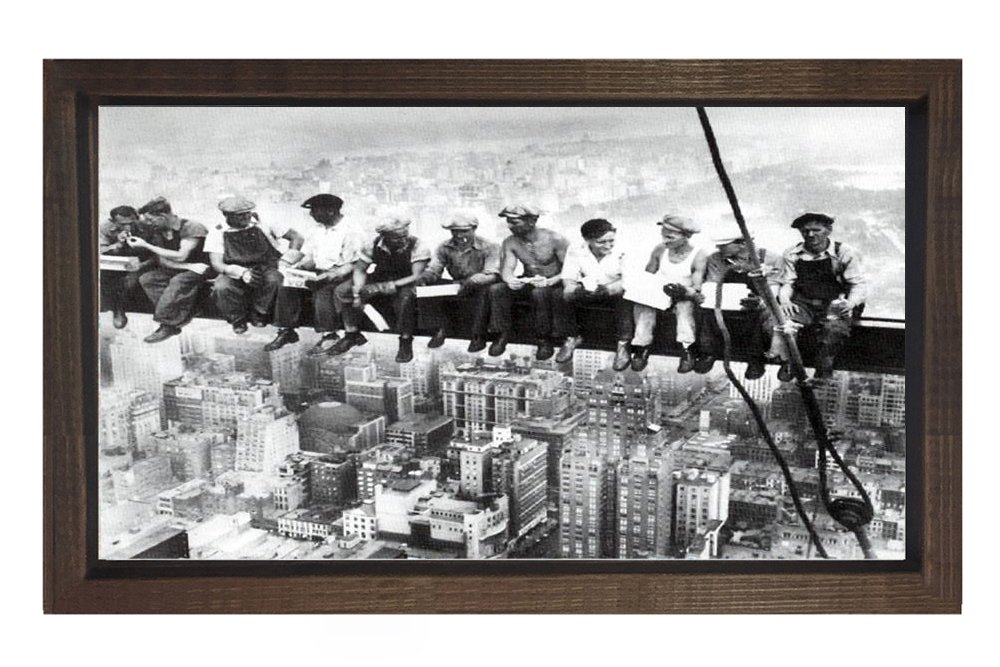 Emekçiler molada Tablosu Kahverengi Ahşap Çerçeve - 45x30