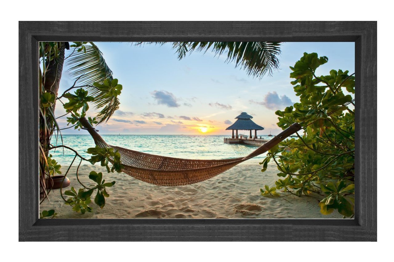 Hamak ve Deniz Tablosu Siyah Ahşap - 100x200