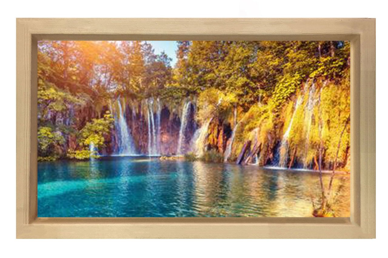 Pınarlar Ve Berrak Su Tablosu Naturel Ahşap Çerçeve - 50x90