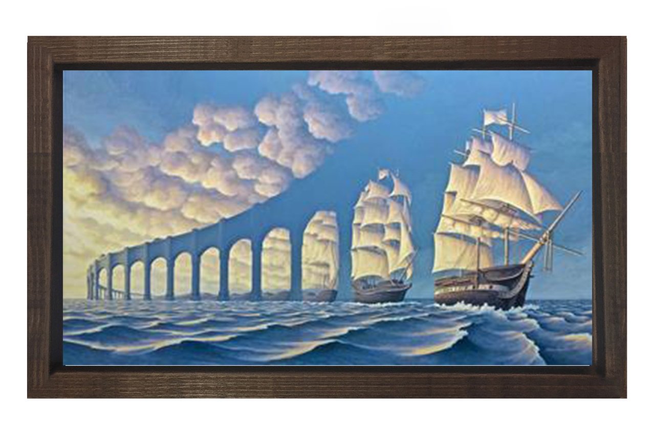Gemiler Tablosu Kahverengi Ahşap Çerçeve - 40x60