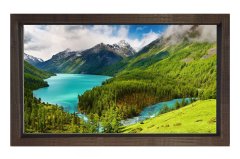 Dağlar Arasında Ki Ormanlı Göl Tablosu Kahverengi Ahşap - 100x150