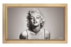 Marilyn Monroe Siyah Beyaz Tablosu Naturel Ahşap Çerçeve - 50x90