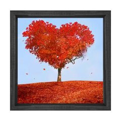 Kalp Ağacı Tablosu Siyah Ahşap Çerçeve - 100x100