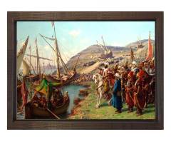 İstanbul'un Fethi Tablosu Kahverengi Ahşap Çerçeve - 100x150