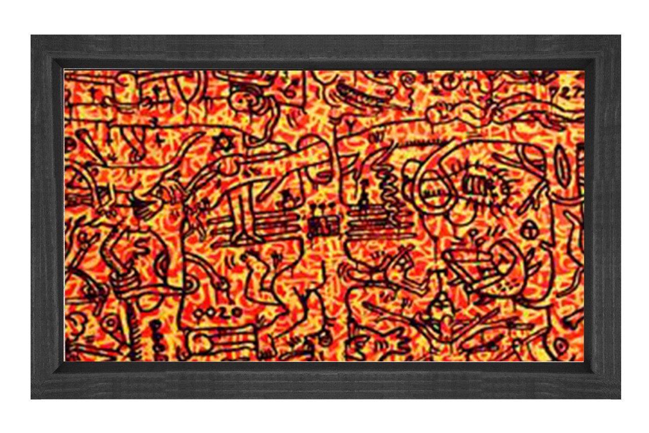 Soyut simgeler Tablosu Siyah Ahşap Çerçeve - 50x70