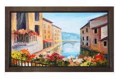 Kıyı Evleri Tablosu Kahverengi Ahşap - 45x30