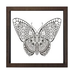 Mandala Kelebek Tablosu Kahverengi Ahşap Çerçeve - 30x30