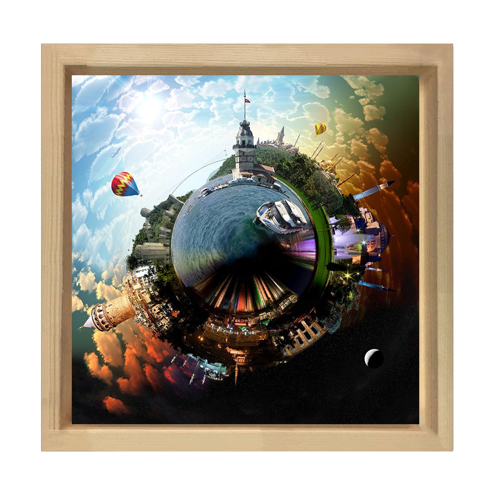 Türkiye'nin Güzelliği Tablosu Naturel Ahşap Çerçeve - 50x50