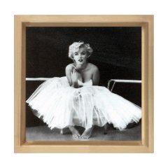 Marilyn Monroe Siyah Beyaz Tablosu Naturel Ahşap Çerçeve - 50x50