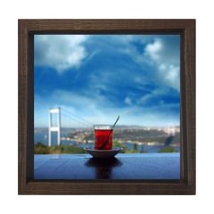 Boğaz Çayı Tablosu Kahverengi Ahşap Çerçeve - 80x80