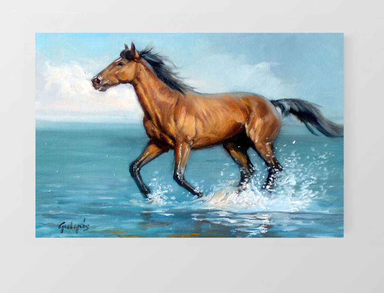 At ve Deniz Tablosu Çerçevesiz - 45x30