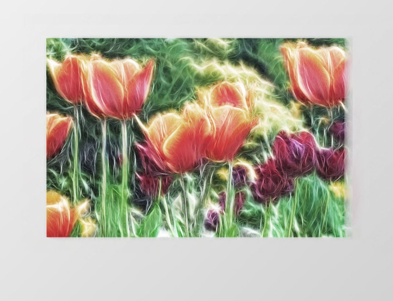 Kırmız Gül Çiçekleri Tablosu Çerçevesiz - 100x150