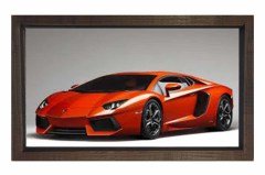 Kırmızı Lamborghini Aventador Tablosu Kahverengi Ahşap Çerçeve - 70x100