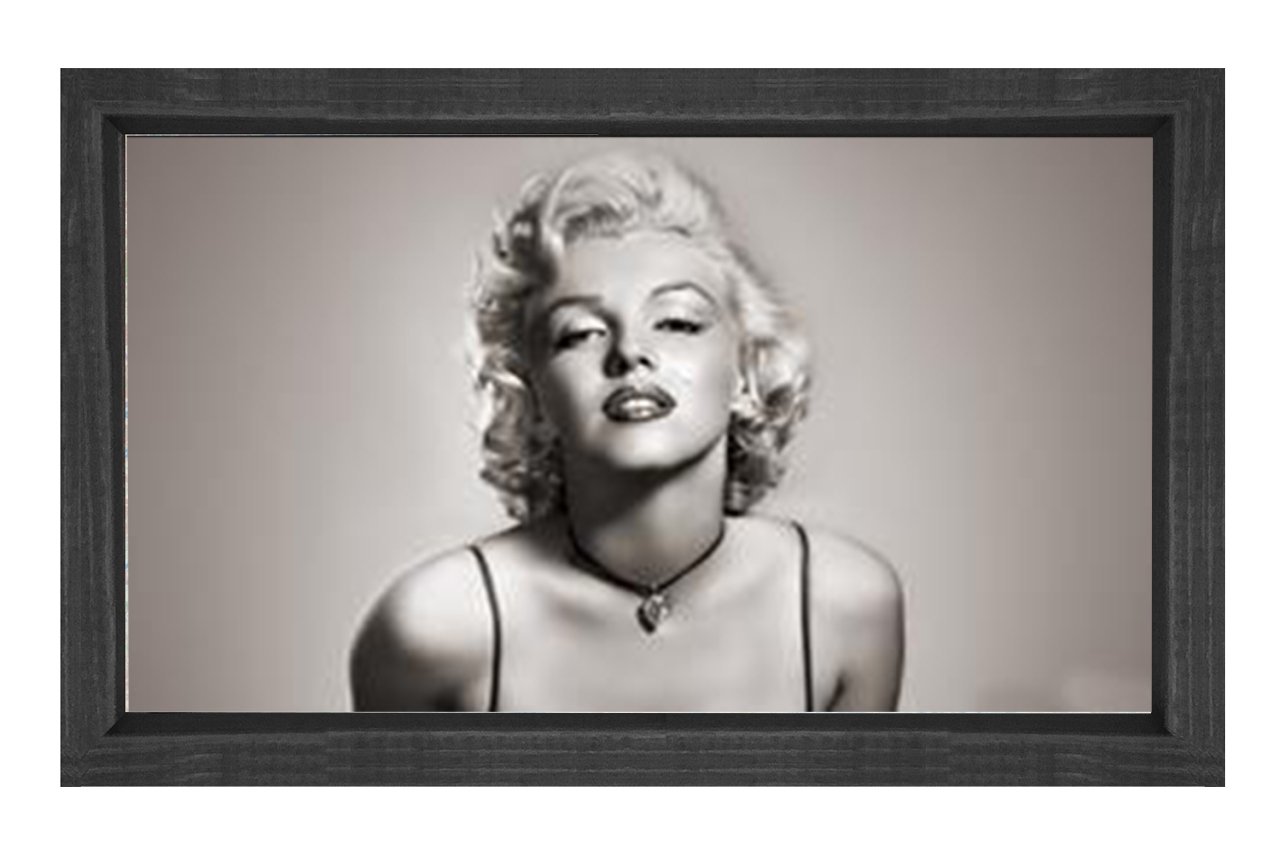 Marilyn Monroe Siyah Beyaz Tablosu Siyah Ahşap Çerçeve - 45x30
