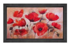 Gelincik Çiçekleri Tablosu Siyah Ahşap Çerçeve - 50x90