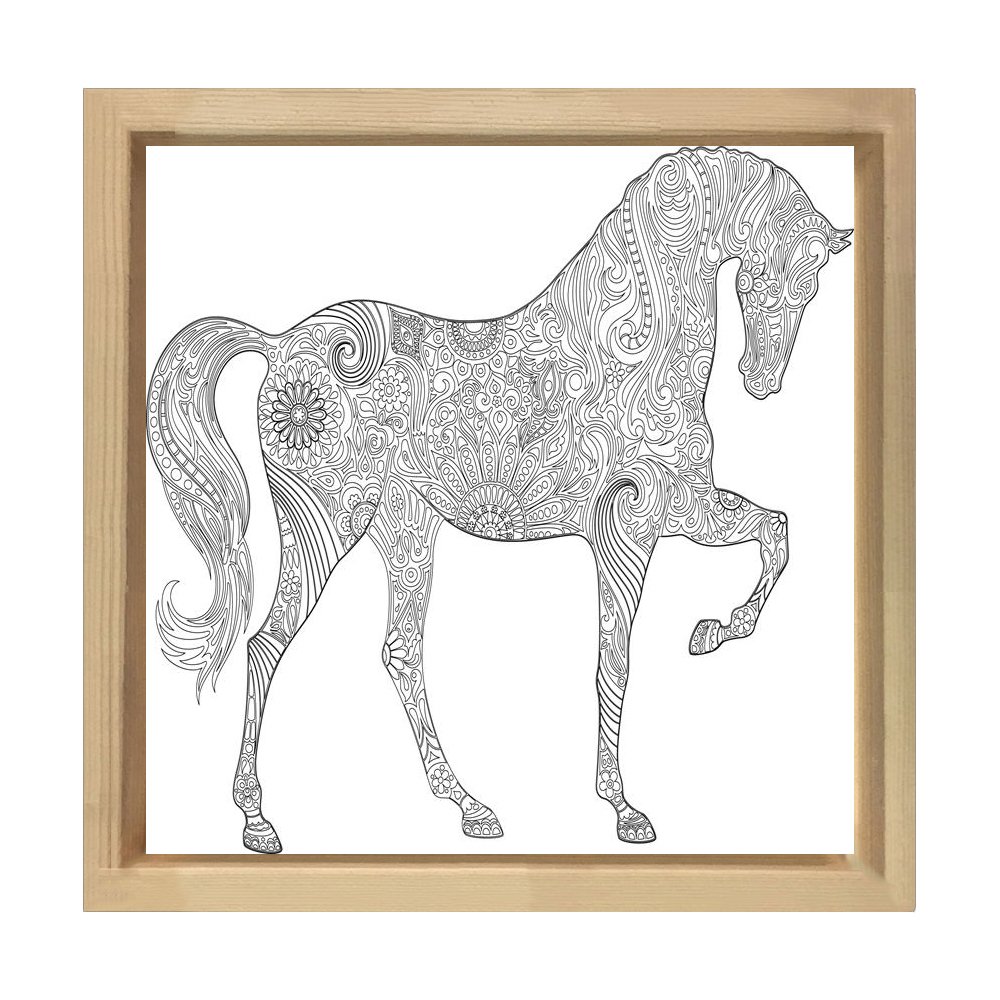 Zebra Boyama Tablo Tablosu Naturel Ahşap Çerçeve - 70x70